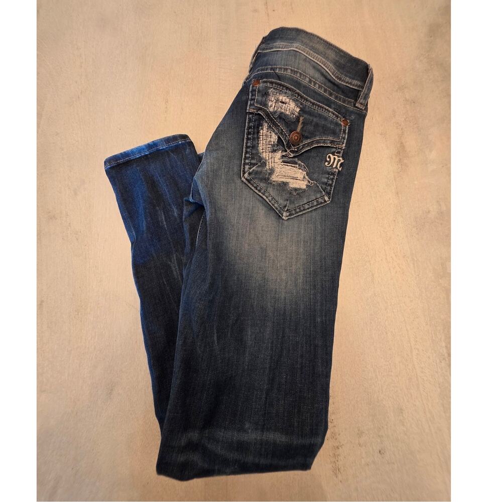 Miss Me Women's Signature Ankle Skinny Denim Jeans SZ 25 Distressed Cowgirl